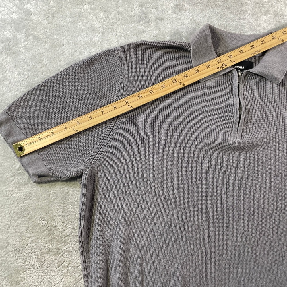 The Commons Sweater Polo Shirt Men XL Gray Ribbed Knit 1/4 Zip Preppy Minimalist - Picture 6 of 11
